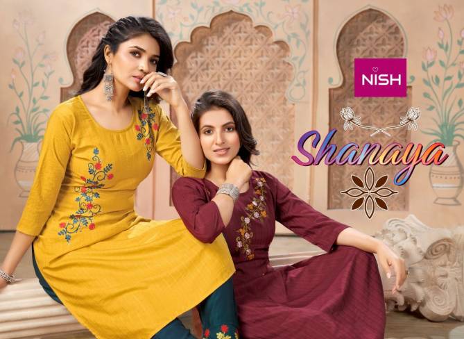 Nish Shanaya New Ethnic Wear Chinon Kurti With Pant Collection